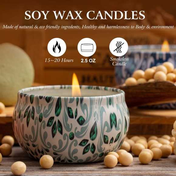New! 2.5 oz. Natural Soy Essential Oil Scented Gold Tin Candle(Individual) - Picture 4 of 4